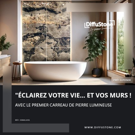 Rivestimento murale in pietra naturale illuminata