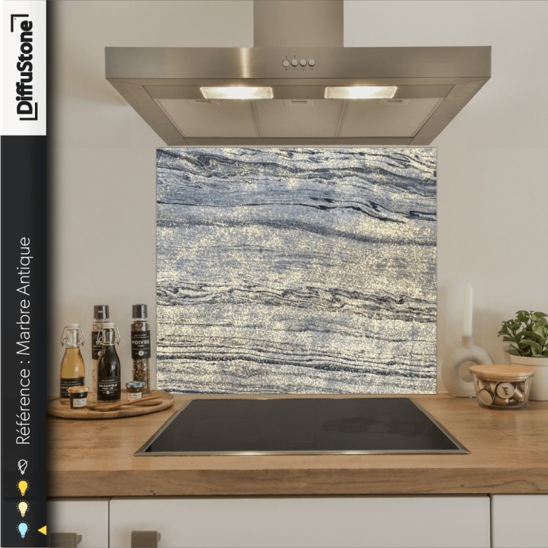 Fond de hotte DiffuStone – Marbre Antique – 90 × 90 cm