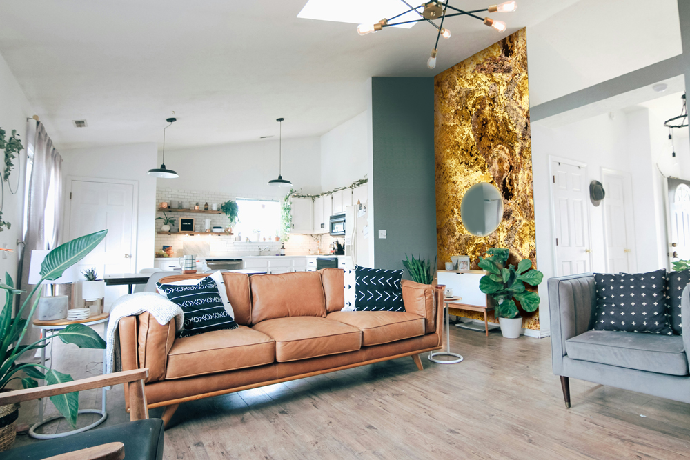 Réalisation avec notre référence himalaya GOLD Réalisation mur lumineux exemple